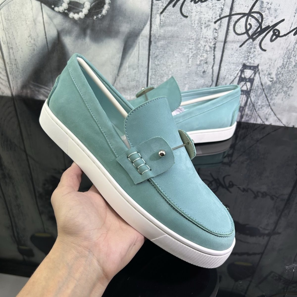 Casual British style men's loafers, platform shoes, suede, genuine leather, trendy and versatile Korean style.