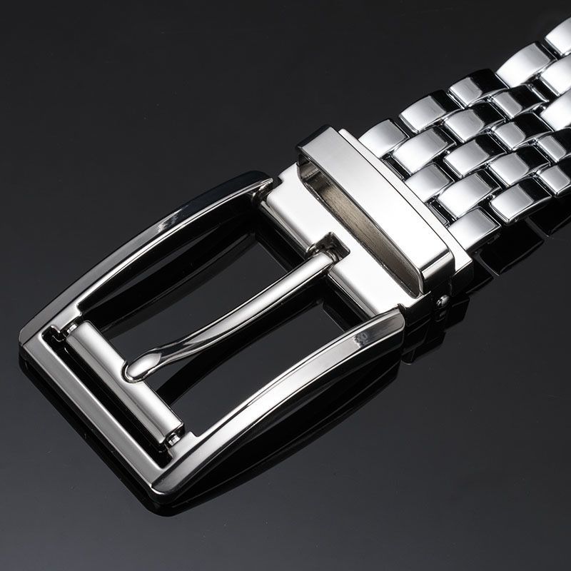 Stainless steel belt for men's self-defense whip, leopard design, versatile and extended length.