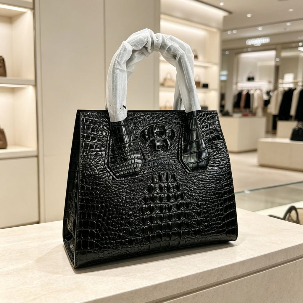 Large capacity crocodile leather handbag/crossbody bag, artistic and stylish, perfect as a gift with sequins and a sophisticated feel.