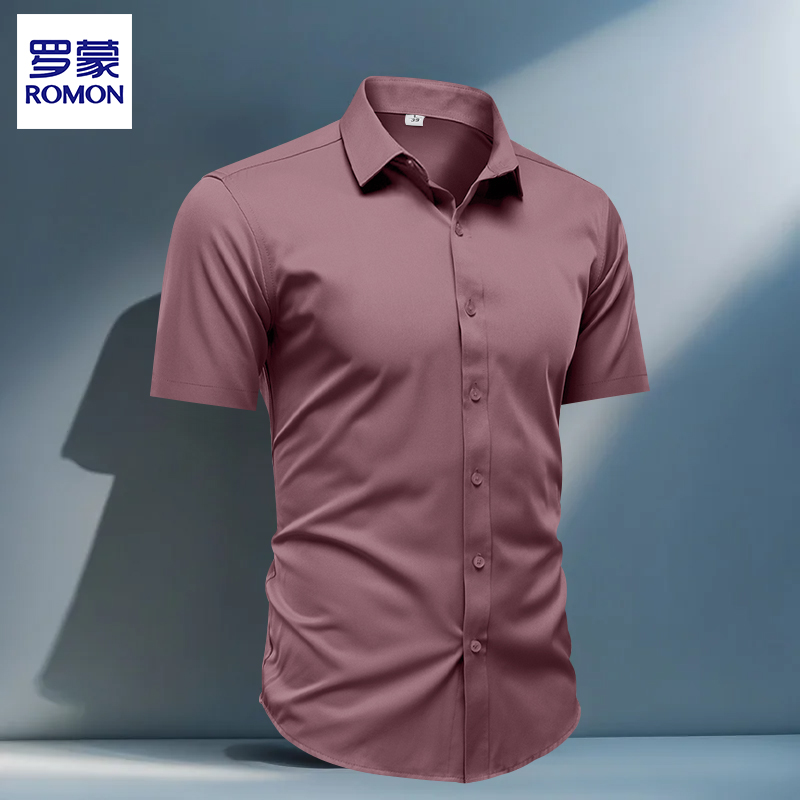 Romon Men's Bamboo Fiber Short-Sleeve Shirt, Summer Thin Style, Business Style, 2026