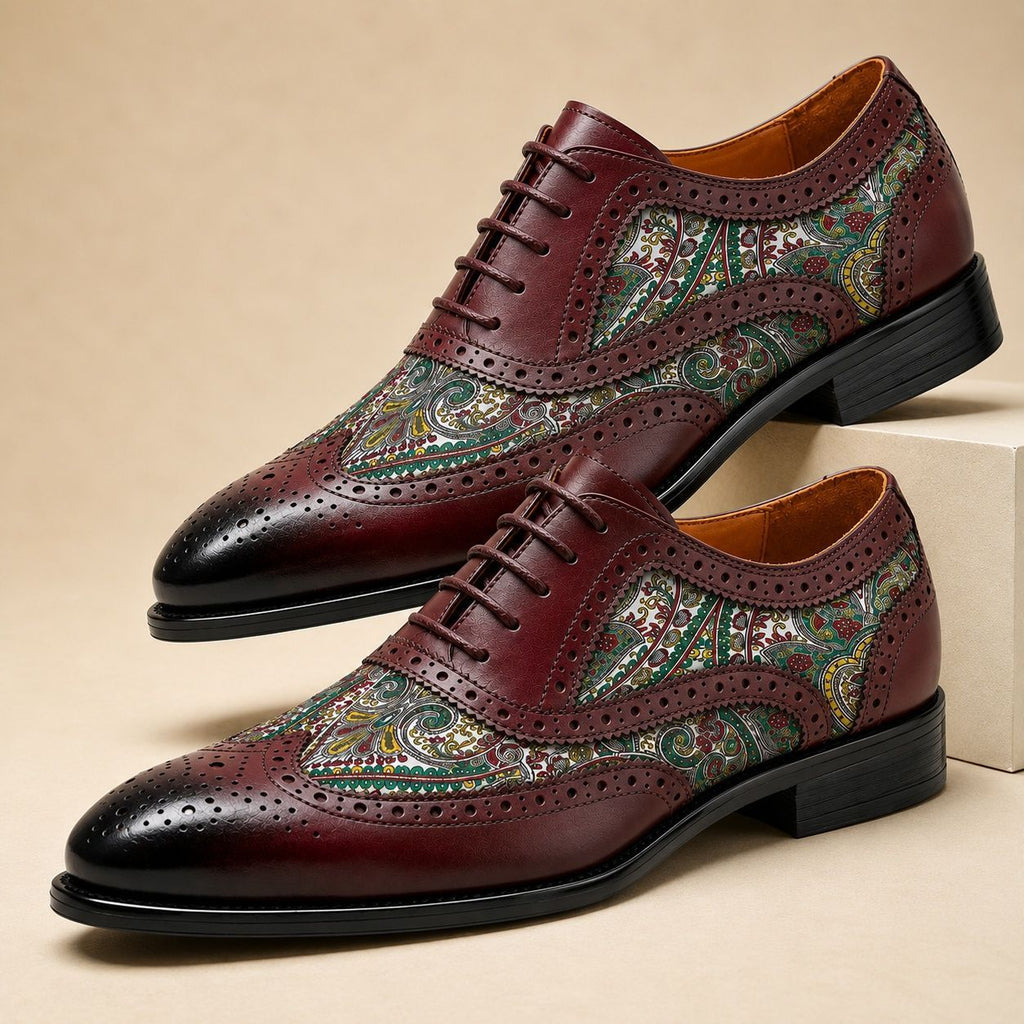 Retro patterned brogue leather shoes, versatile and stylish men's dress shoes