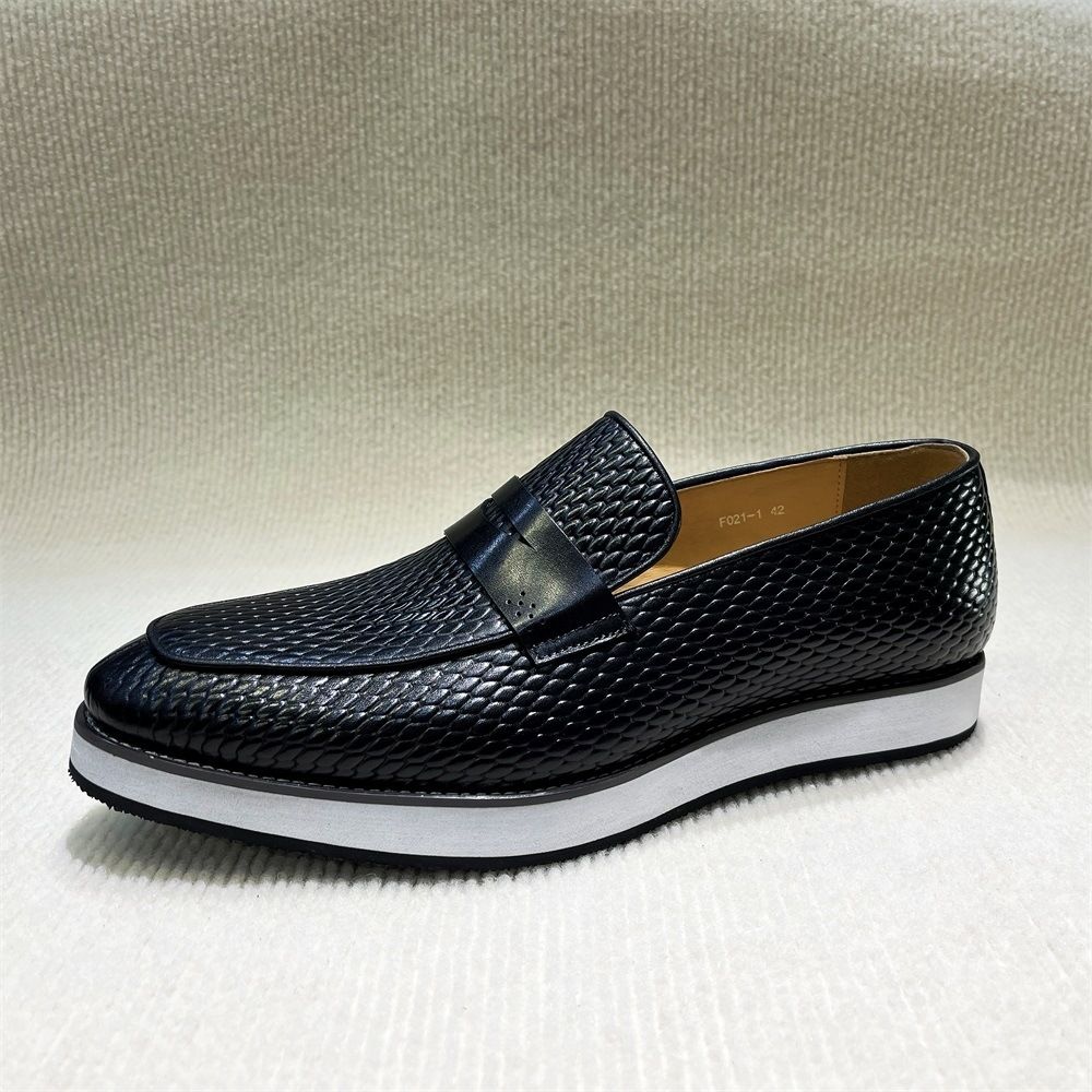British business casual leather shoes, men's fish pattern shoes