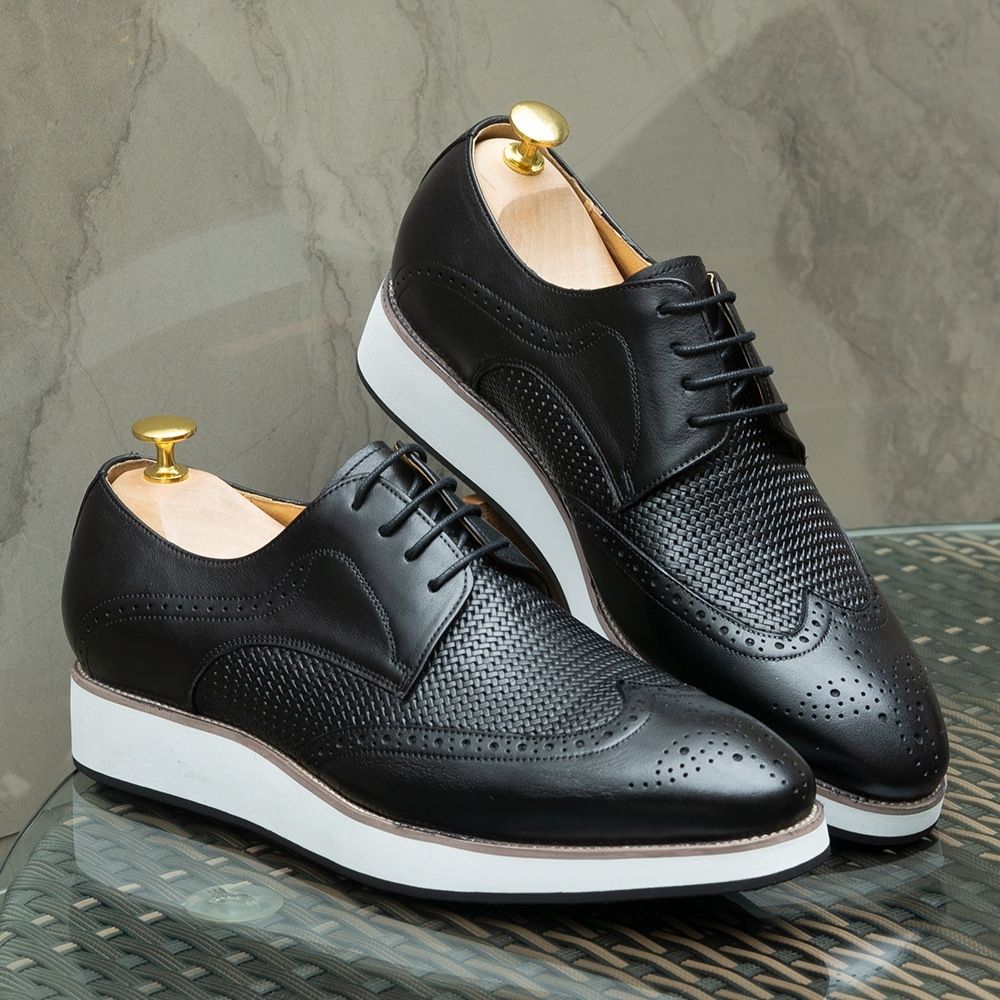 British business casual leather shoes, men's fish pattern shoes