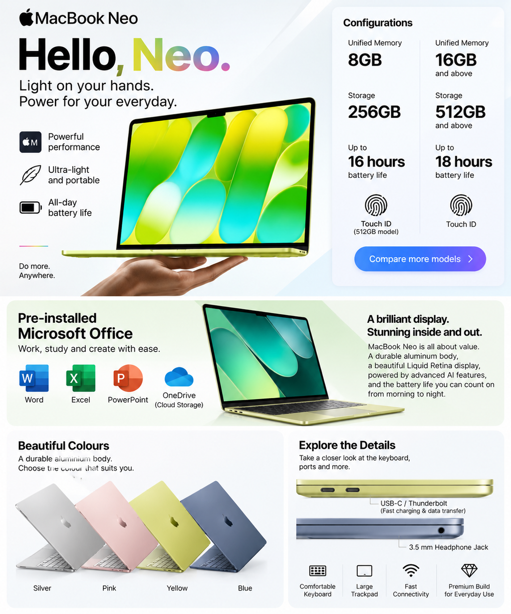 【Activate Activation】MacBookNeo13 inch A18 PRO (6+5 nuclear) 8G 256GB