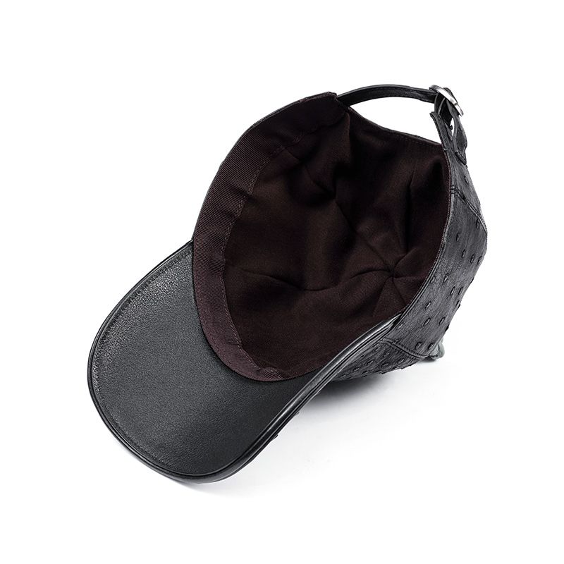Ostrich leather baseball cap, versatile casual men's genuine leather sunshade, spring and summer outdoor high-end luxury.