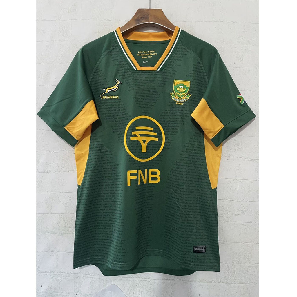 New South African rugby short-sleeved jersey, British style, 2026-2027 new fan edition.