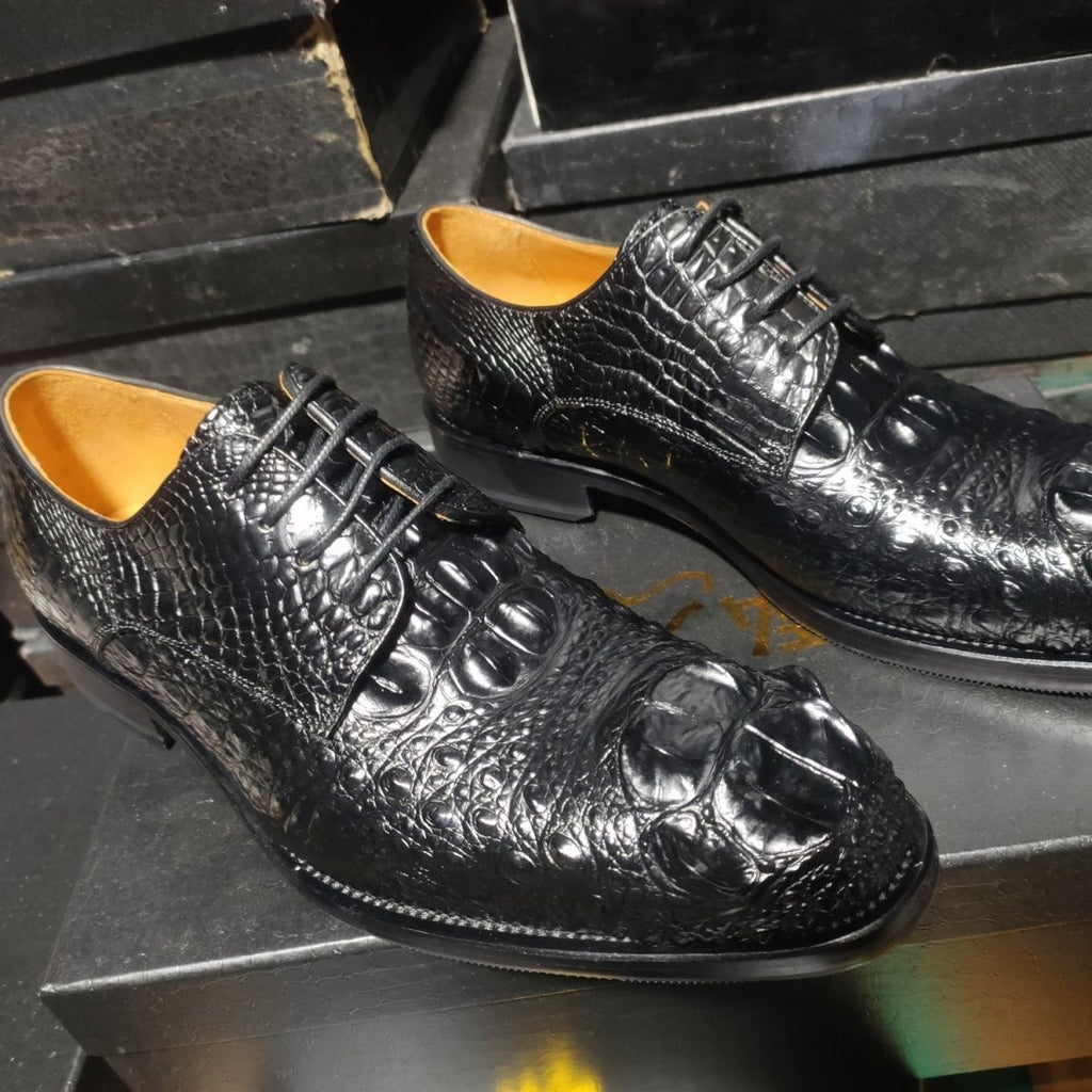Genuine crocodile skull high-end Goodyear welt men's shoes with genuine leather outsole, business style.