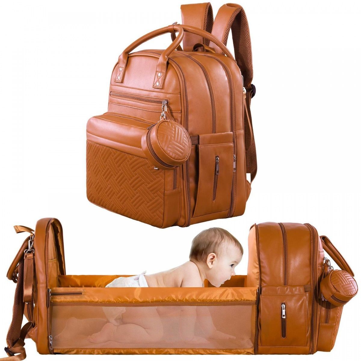 Cross-border folding baby crib and diaper bag combo, diaper changing table, large capacity.