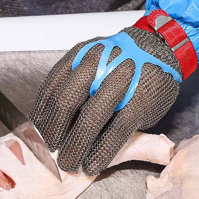 Level 9 cut-resistant gloves, 316L stainless steel, double-sided cut-resistant, food-grade slaughter gloves.