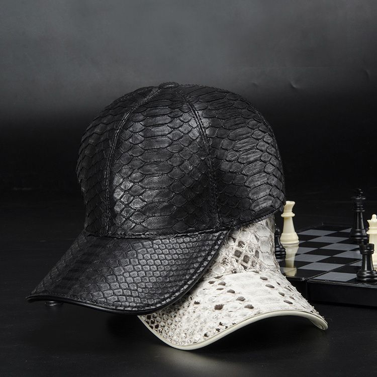 Ostrich leather baseball cap, versatile casual men's genuine leather sunshade, spring and summer outdoor high-end luxury.