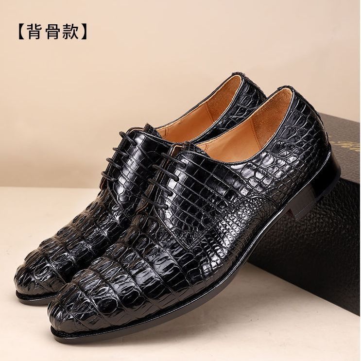 Crocodile leather business shoes, made from a single piece of seamless, hand-stitched, durable genuine leather with a Goodyear outsole.