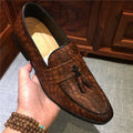 Italian New Pointed Toe Men's Shoes, Crocodile Pattern Genuine Leather Business Casual Shoes, Hairstylist