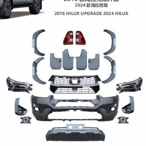 12-25 Hilux body kit for older models, 26 Travo upgraded bumper, grille, and headlights.