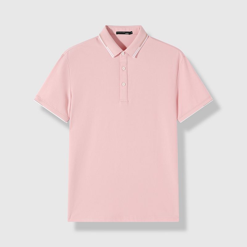 Heavyweight cotton short-sleeved polo shirt for middle-aged and young adults, classic collar, comfortable and stylish top.