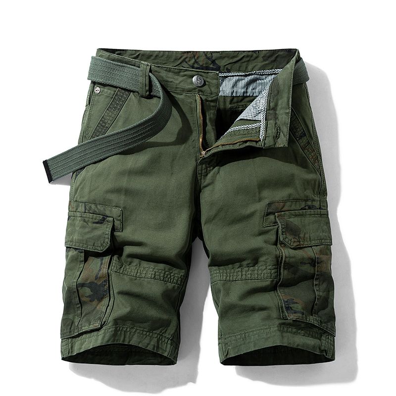 Men's cargo shorts, 2025 summer new style, trendy pure cotton five-point pants, wide fit.