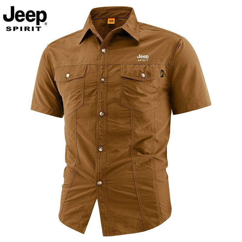 Official Authentic Jeep PIRIT Men's Short-Sleeve Shirt, New Summer Style, Mature Uncle's