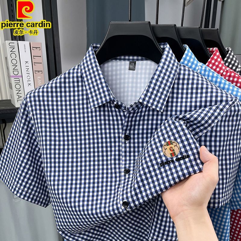Pierre Cardin Cooling Ice Silk Short-Sleeve Shirt for Men, Thin and Casual Summer Style