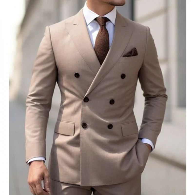 Men's Suit, Double-breasted Three-Piece Business Casual Suit for Grooms and Weddings, High-End Suit Set