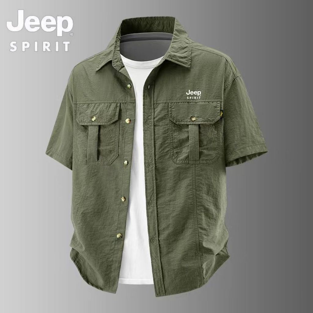 Official Authentic Jeep PIRIT Men's Short-Sleeve Shirt, New Summer Style, Mature Uncle's