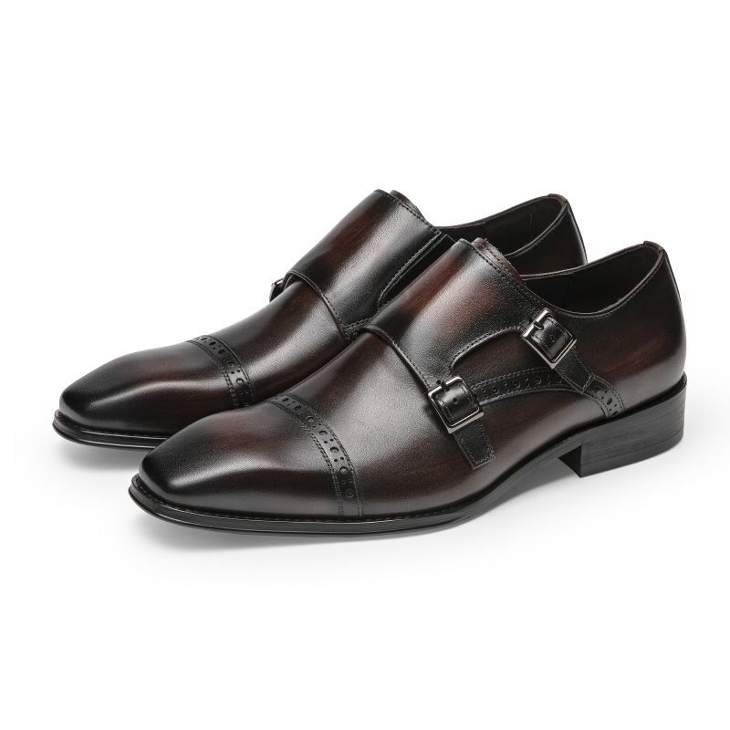 Men's formal business leather shoes, genuine leather men's three-piece brogue suit, brown high-end casual shoes