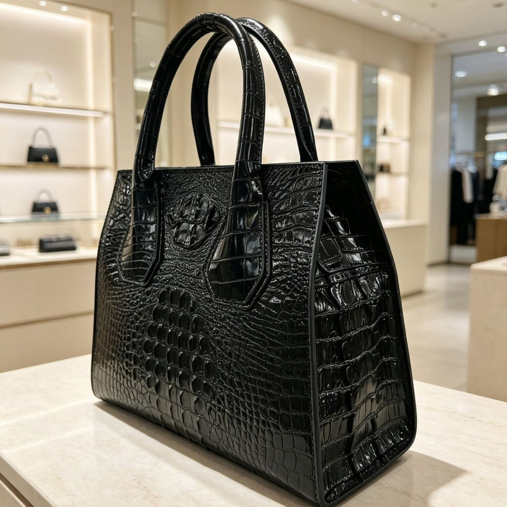 Large capacity crocodile leather handbag/crossbody bag, artistic and stylish, perfect as a gift with sequins and a sophisticated feel.