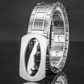 Stainless steel belt for men's self-defense whip, leopard design, versatile and extended length.