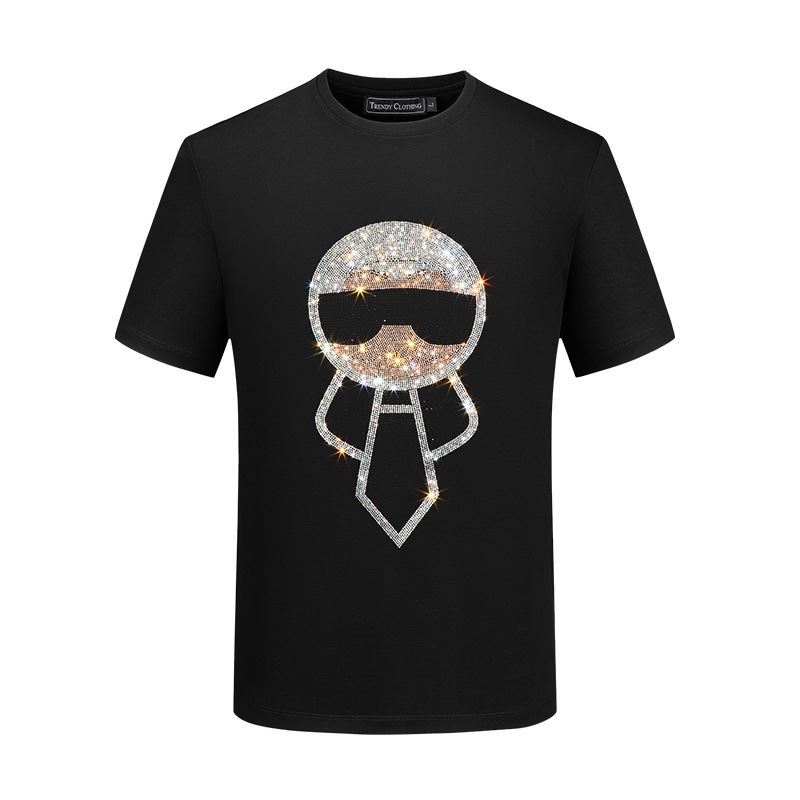 High Street Cut 2026 Summer Embroidered Men's Short-Sleeve T-Shirt Trendy Slim Fit Crew Neck
