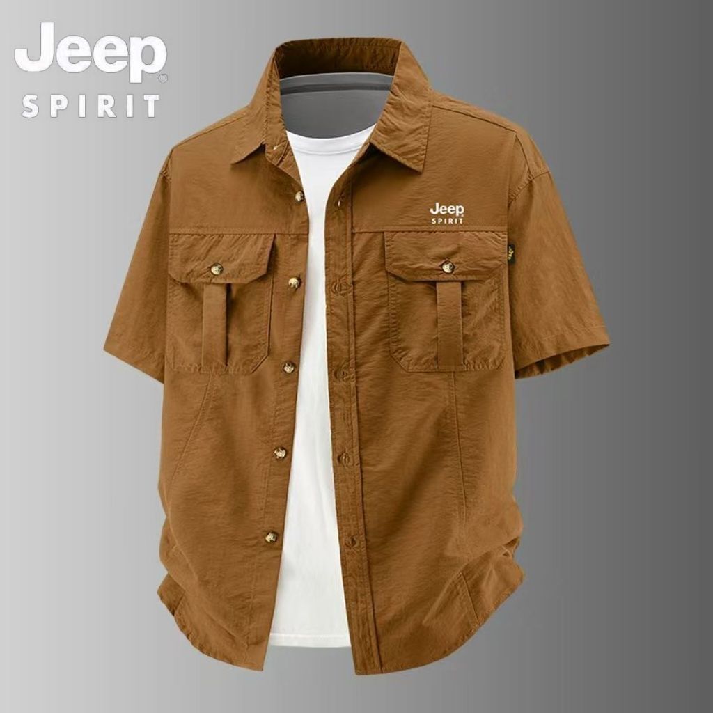 Official Authentic Jeep PIRIT Men's Short-Sleeve Shirt, New Summer Style, Mature Uncle's