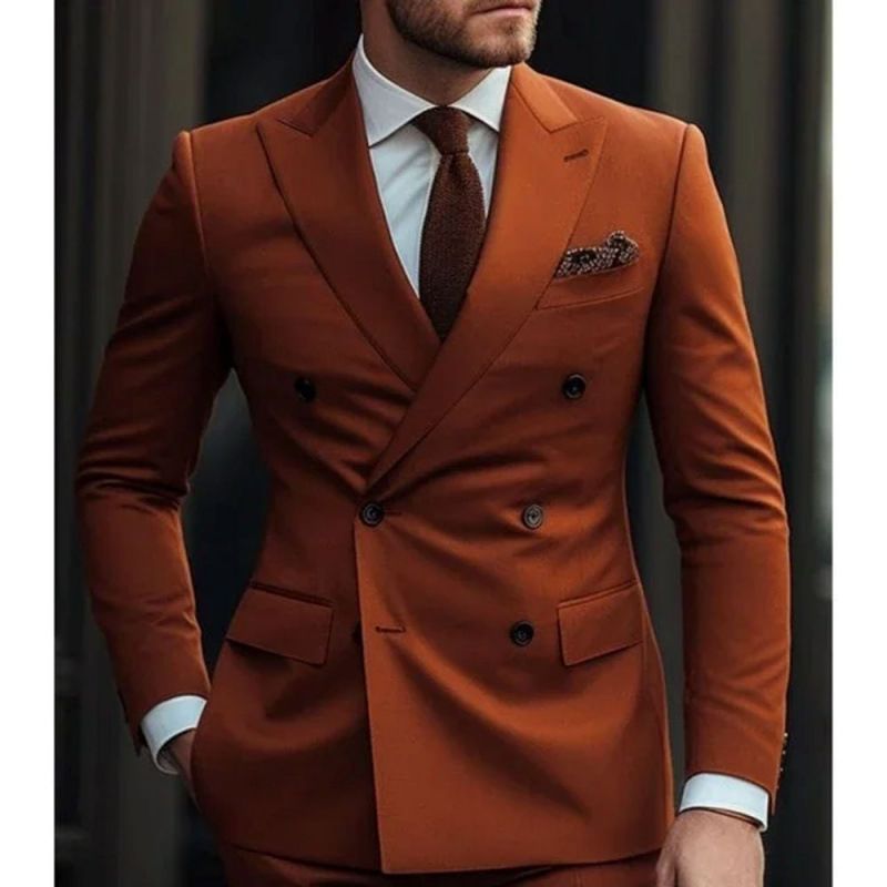 Men's Suit, Double-breasted Three-Piece Business Casual Suit for Grooms and Weddings, High-End Suit Set