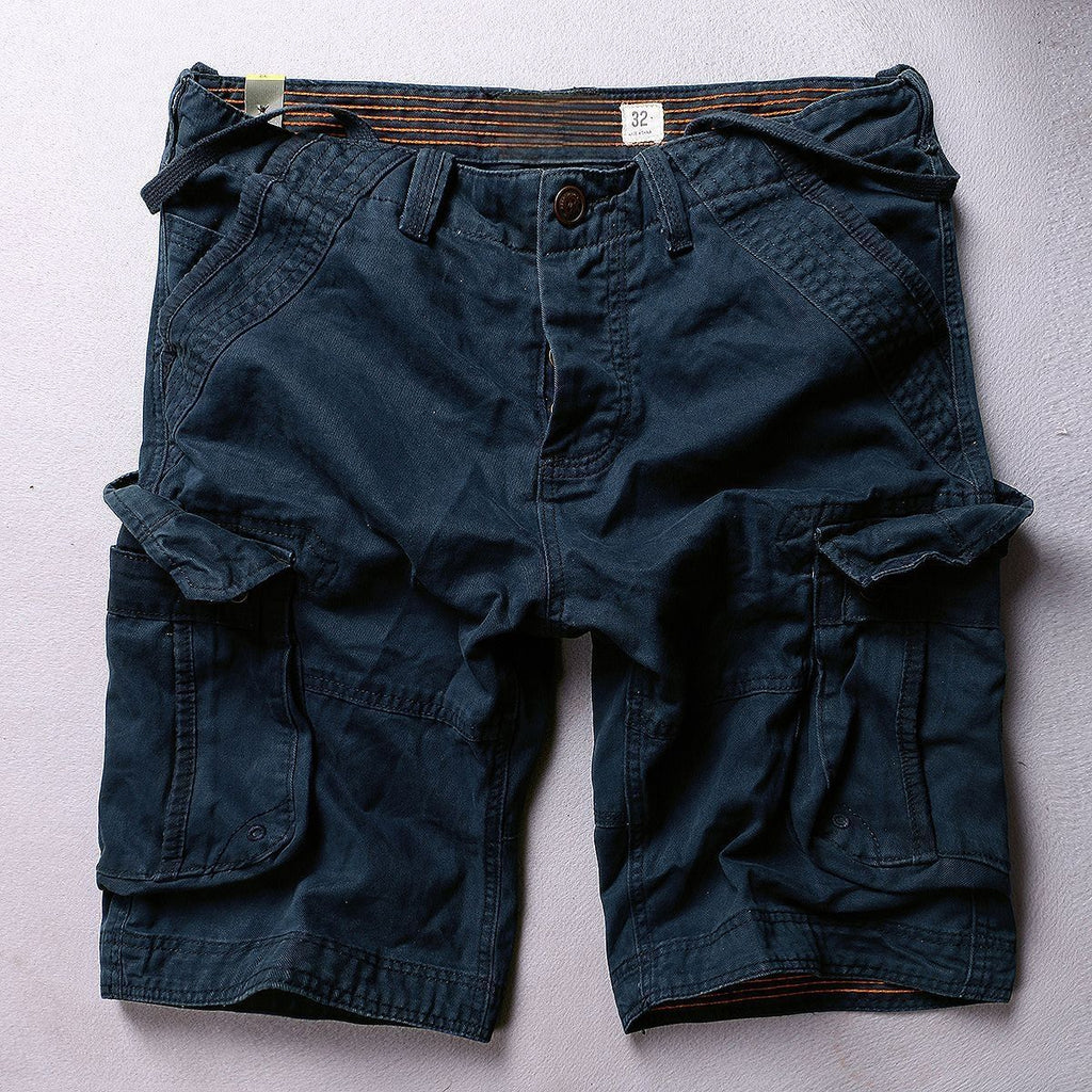 Men's casual mid-length shorts, American camouflage multi-pocket cargo shorts, pure cotton, loose fit for summer.