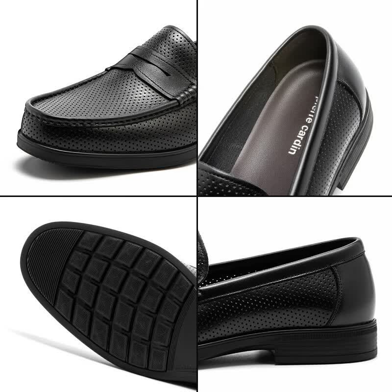 Discounted men's leather shoes, summer, genuine leather, breathable, men's business casual platform loafers