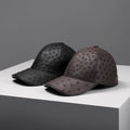 Ostrich leather baseball cap, versatile casual men's genuine leather sunshade, spring and summer outdoor high-end luxury.