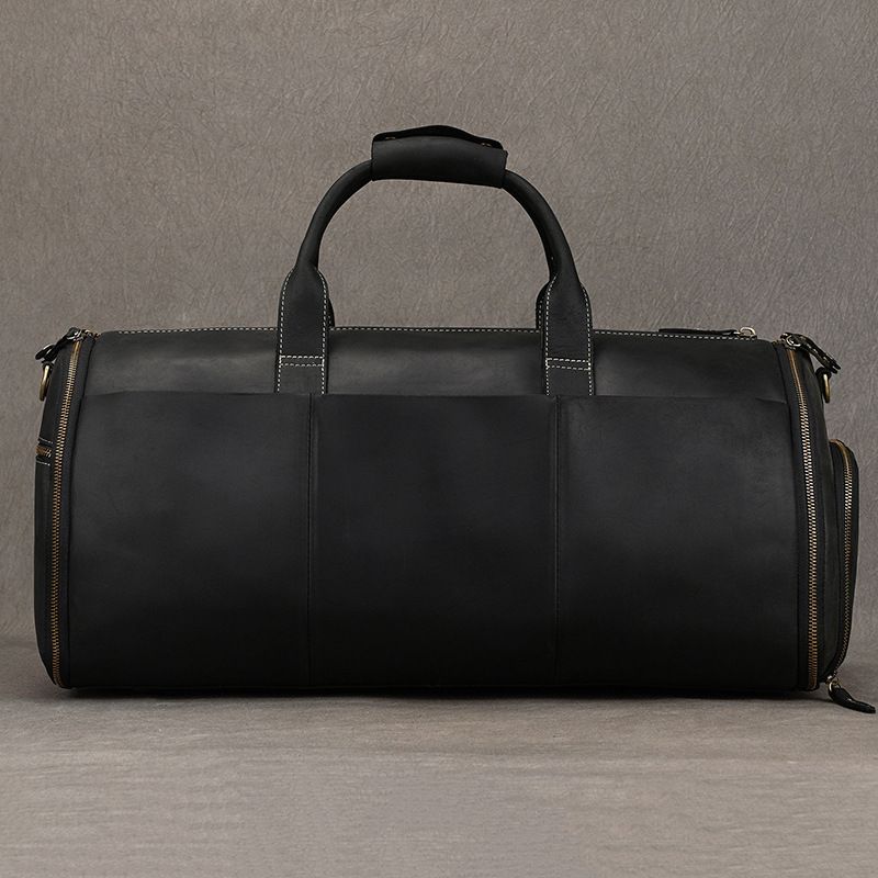 [Stylish Leather Shoe Compartment Trolley Travel Bag] Genuine Leather Suit Storage Bag with a Luxurious Feel