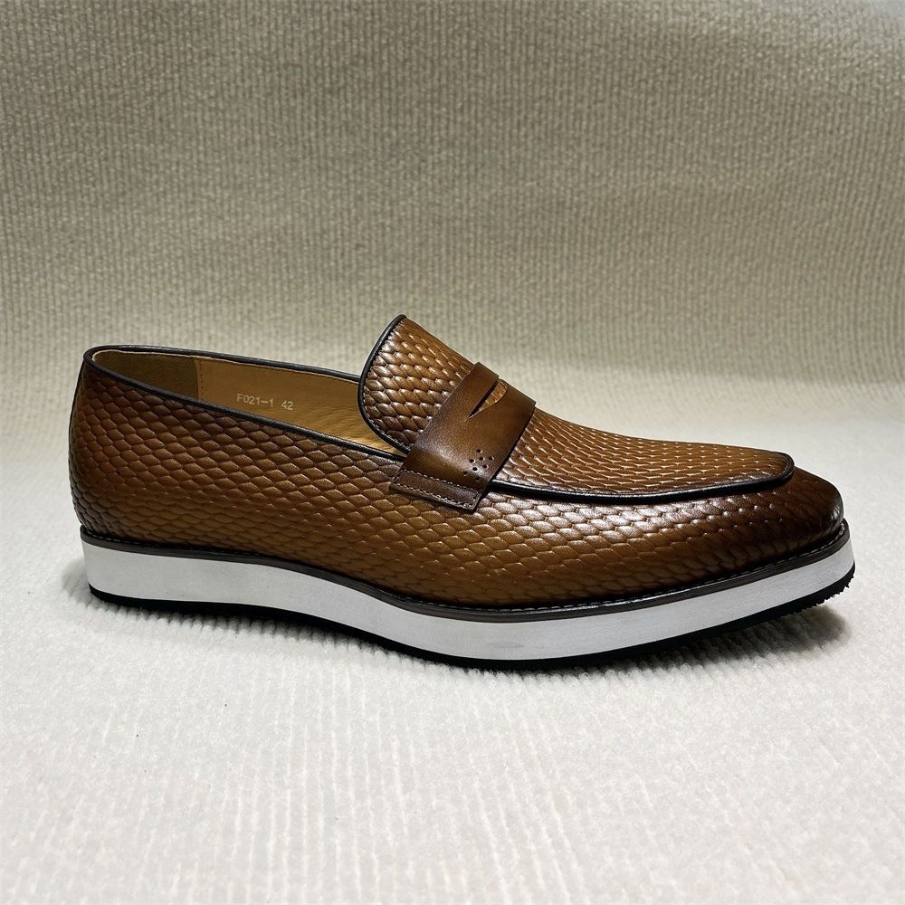 British business casual leather shoes, men's fish pattern shoes