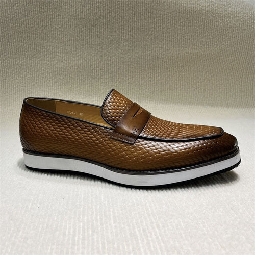 British business casual leather shoes, men's fish pattern shoes
