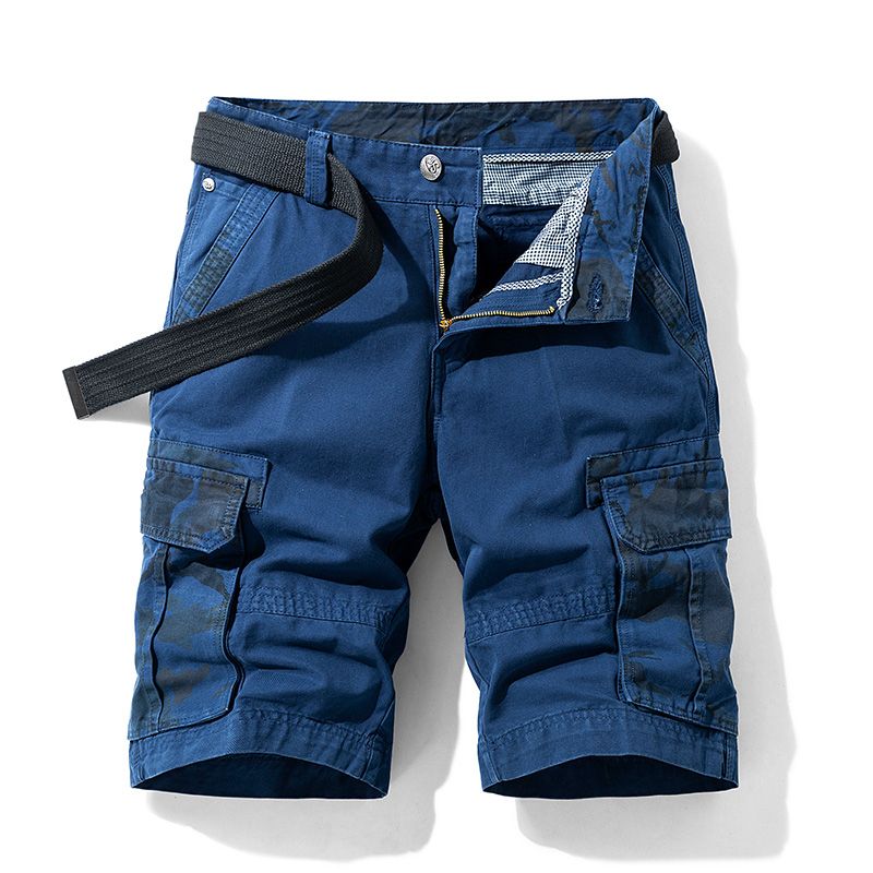 Men's cargo shorts, 2025 summer new style, trendy pure cotton five-point pants, wide fit.