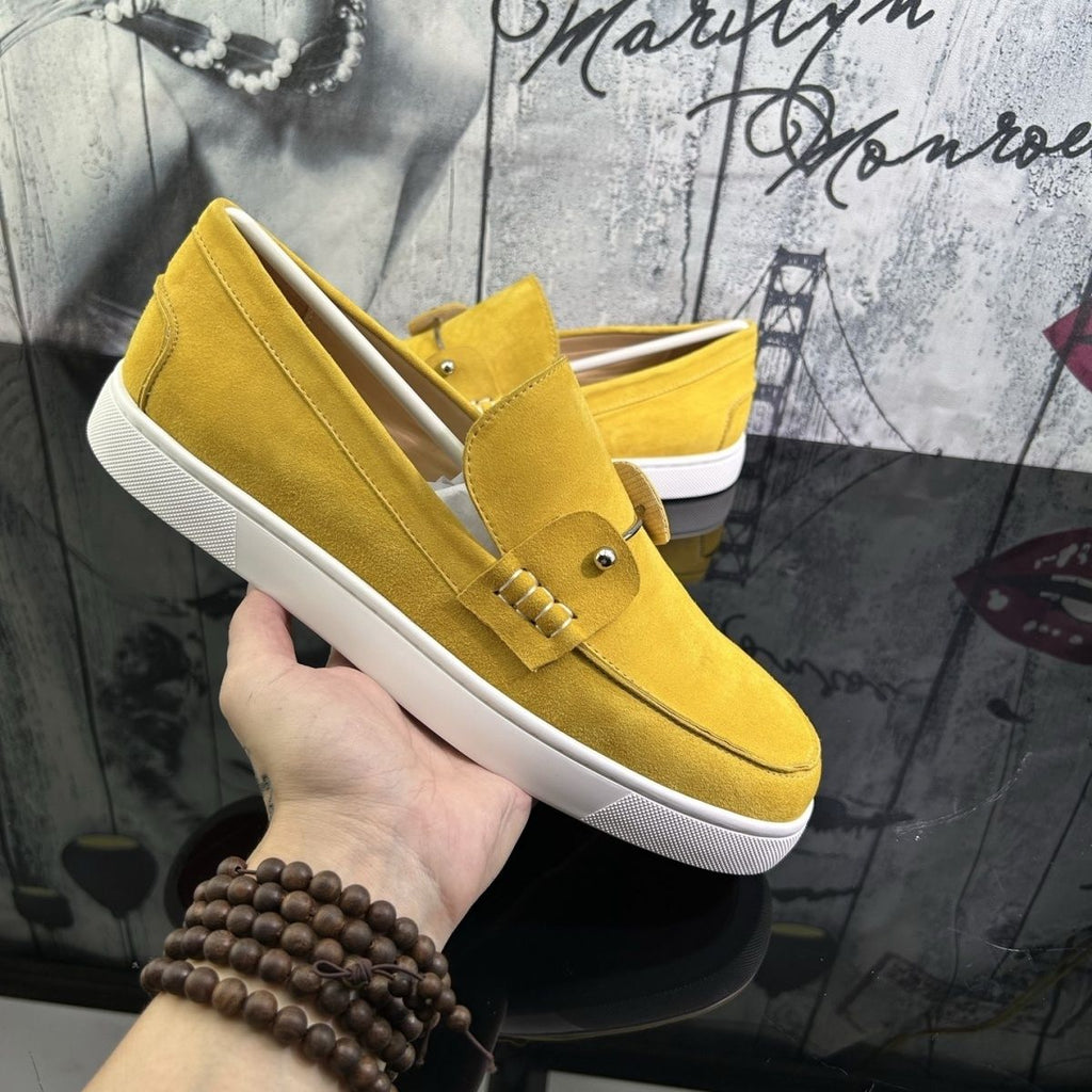 Casual British style men's loafers, platform shoes, suede, genuine leather, trendy and versatile Korean style.