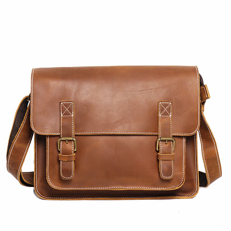 Old Leather Craftsman | Popular Men's Handbag/Briefcase in Vegetable Tanned Cowhide, Shoulder/Crossbody Laptop Bag