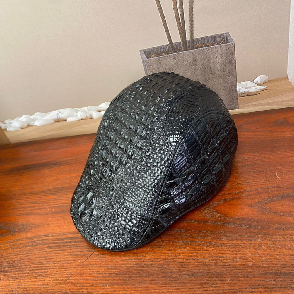 Crocodile Skin Beret, Outdoor High-End American Style Hooded Trendy Genuine Leather Unisex