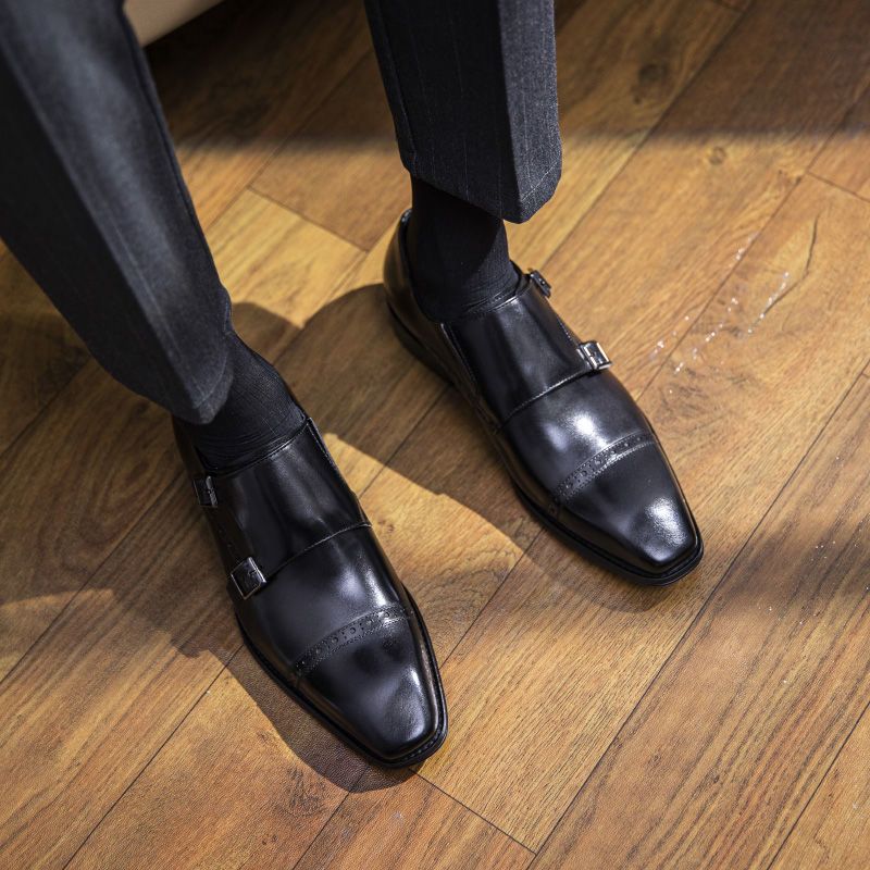 Men's formal business leather shoes, genuine leather men's three-piece brogue suit, brown high-end casual shoes