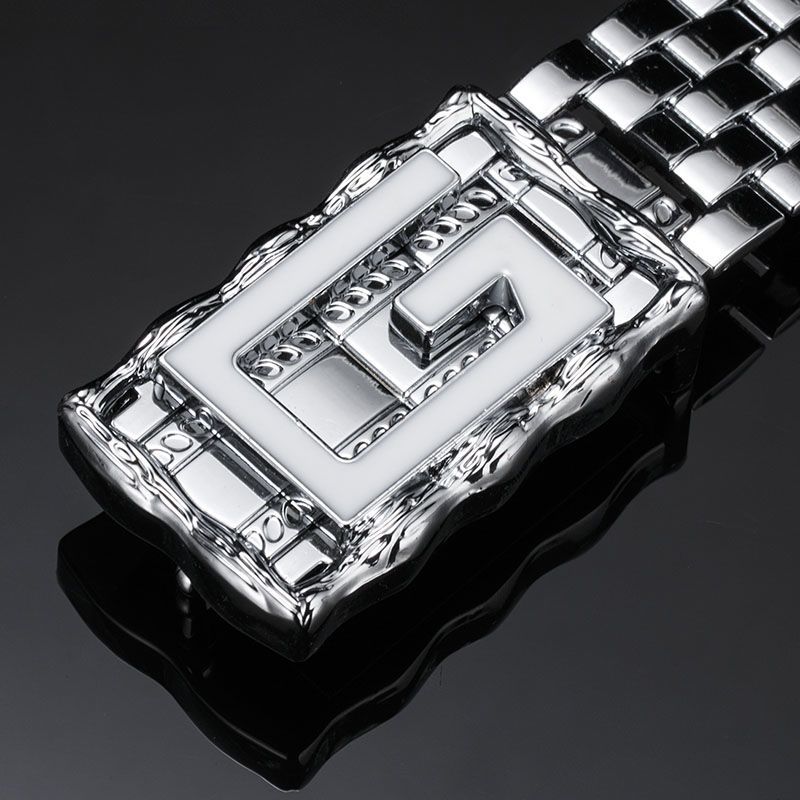 Stainless steel belt for men's self-defense whip, leopard design, versatile and extended length.