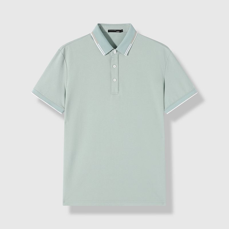 Heavyweight cotton short-sleeved polo shirt for middle-aged and young adults, classic collar, comfortable and stylish top.