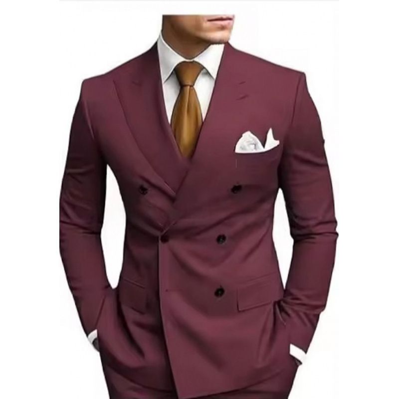 Men's Suit, Double-breasted Three-Piece Business Casual Suit for Grooms and Weddings, High-End Suit Set