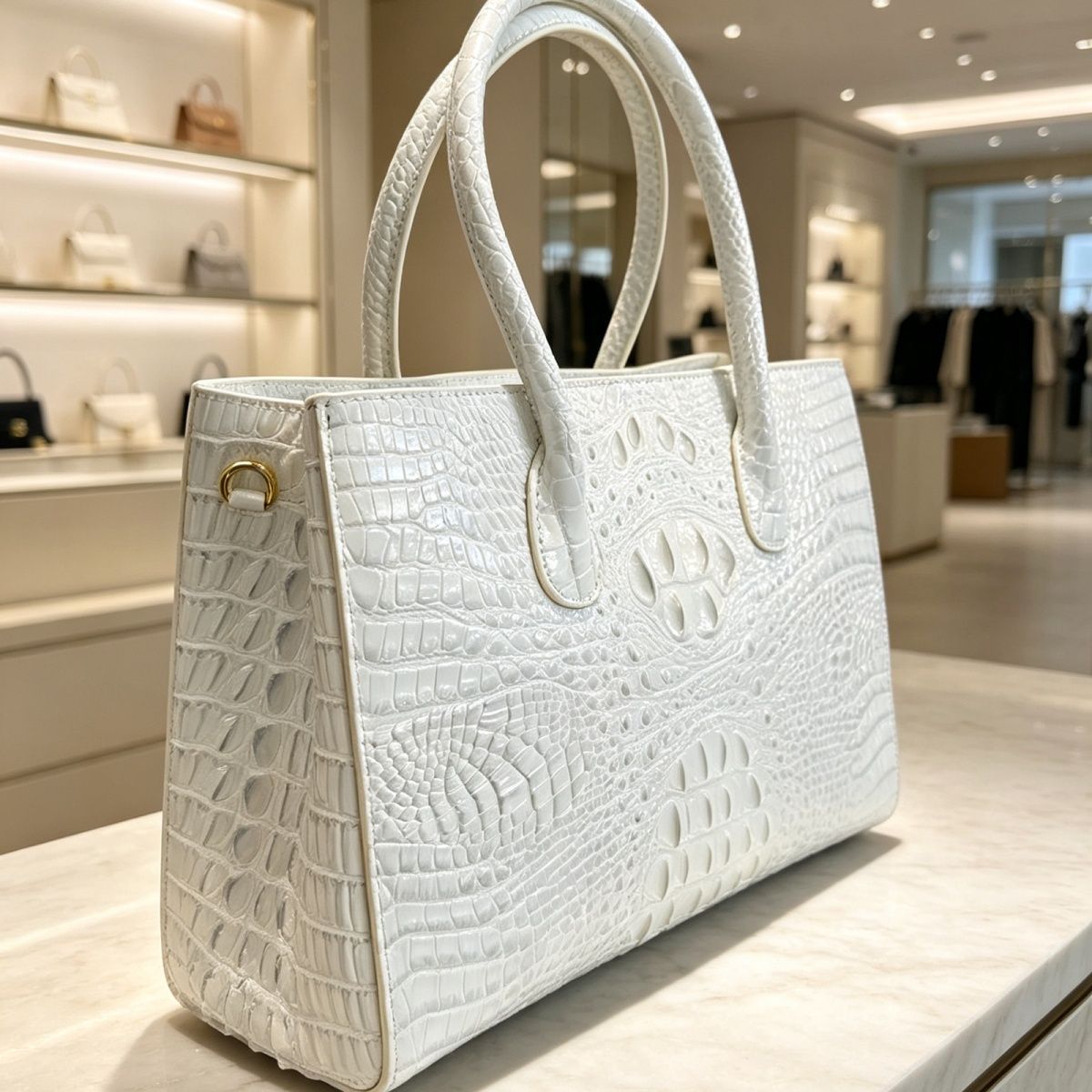 Large capacity crocodile leather handbag/crossbody bag, artistic and stylish, perfect as a gift with sequins and a sophisticated feel.