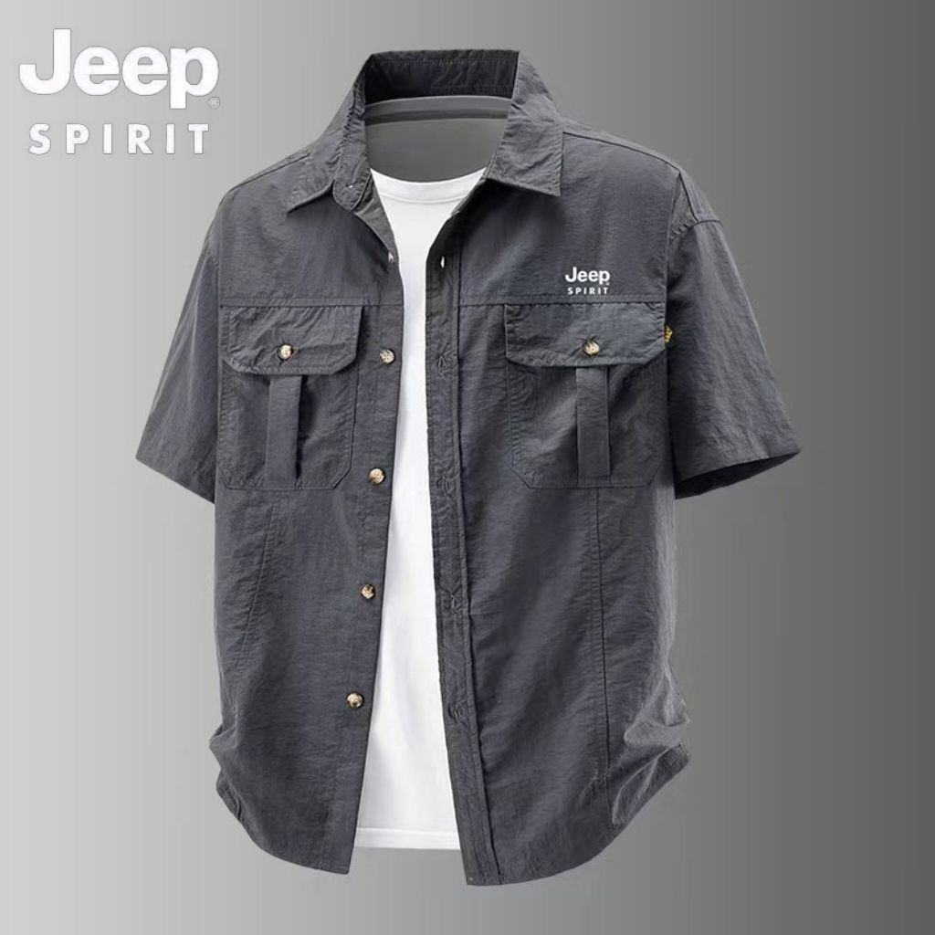 Official Authentic Jeep PIRIT Men's Short-Sleeve Shirt, New Summer Style, Mature Uncle's