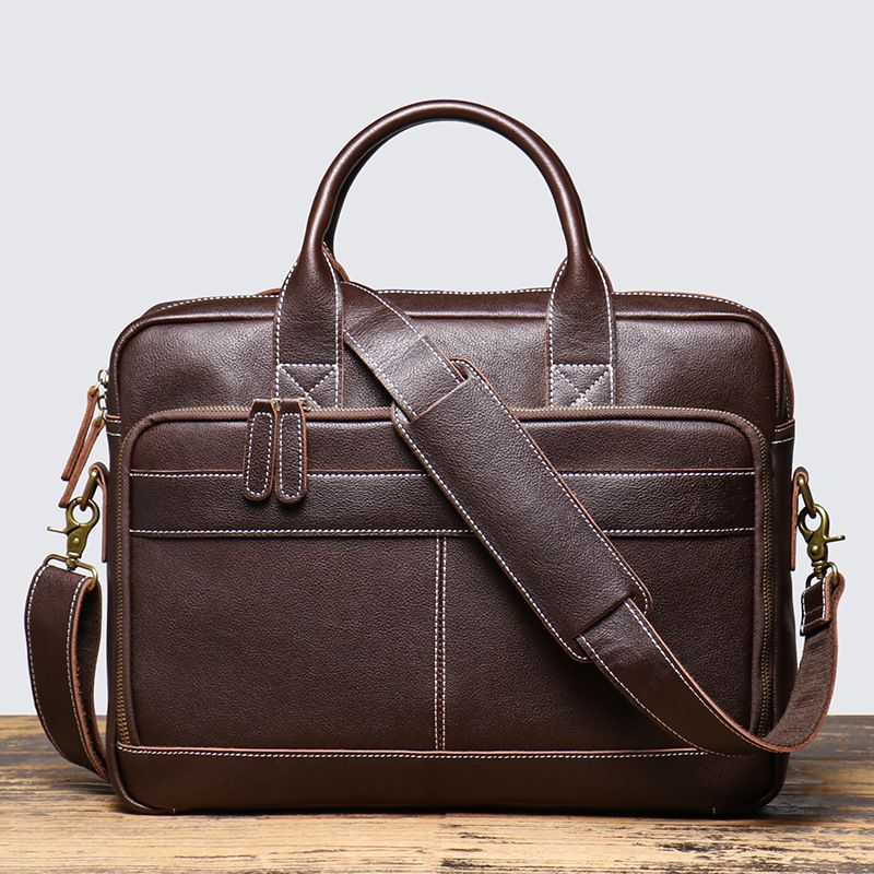 Old Leather Craftsman | Popular Men's Handbag/Briefcase in Vegetable Tanned Cowhide, Shoulder/Crossbody Laptop Bag