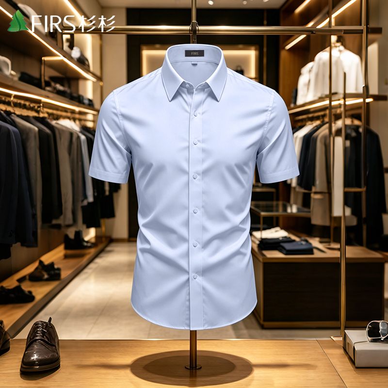 Romon Men's Bamboo Fiber Short-Sleeve Shirt, Summer Thin Style, Business Style, 2026